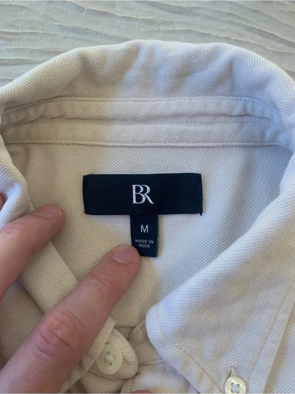 Banana Republic Lightweight Ivory colored Pique Button Down Shirt, size M